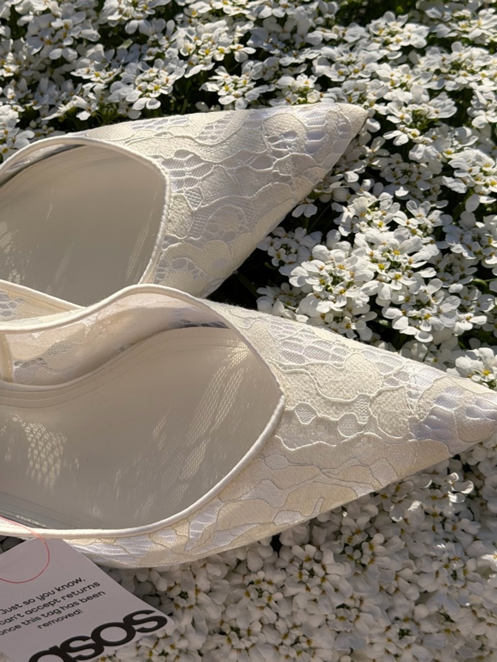ASOS Ivory Lace Slingback Heels - Picture 3 of 4